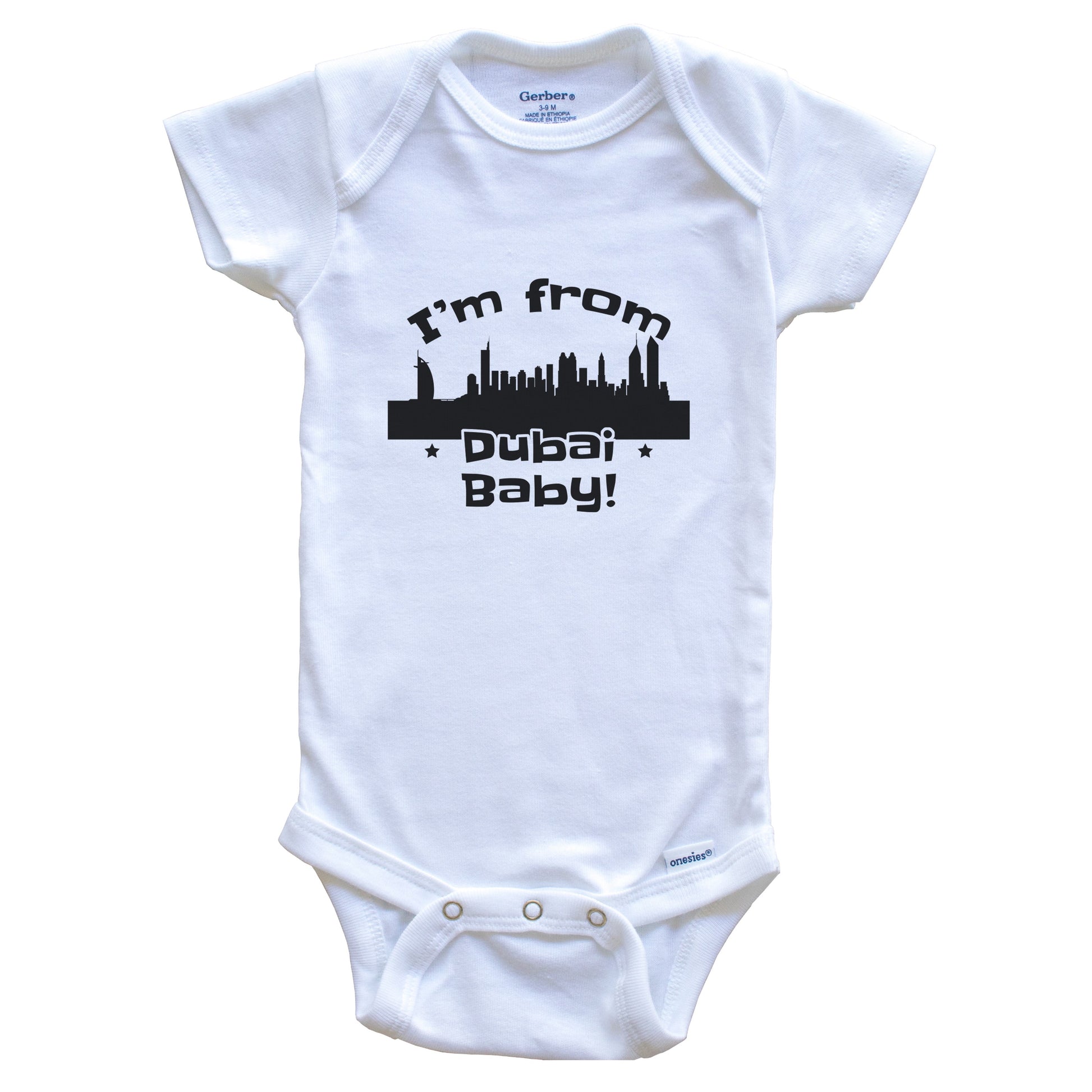 I'm From Dubai Baby Funny Dubai United Arab Emirates Skyline Baby Bodysuit