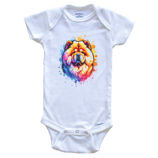 Chow Chow Rainbow Watercolor Portrait Dog Lover Baby Bodysuit - Chow Chow Baby Gift