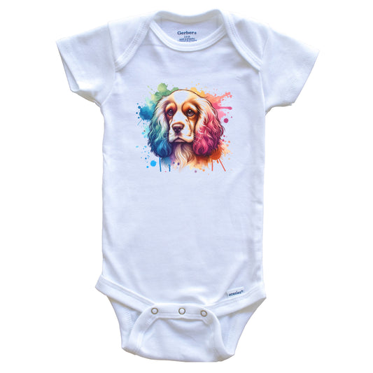 Cocker Spaniel Rainbow Watercolor Portrait Dog Lover Baby Bodysuit - Cocker Spaniel Baby Gift