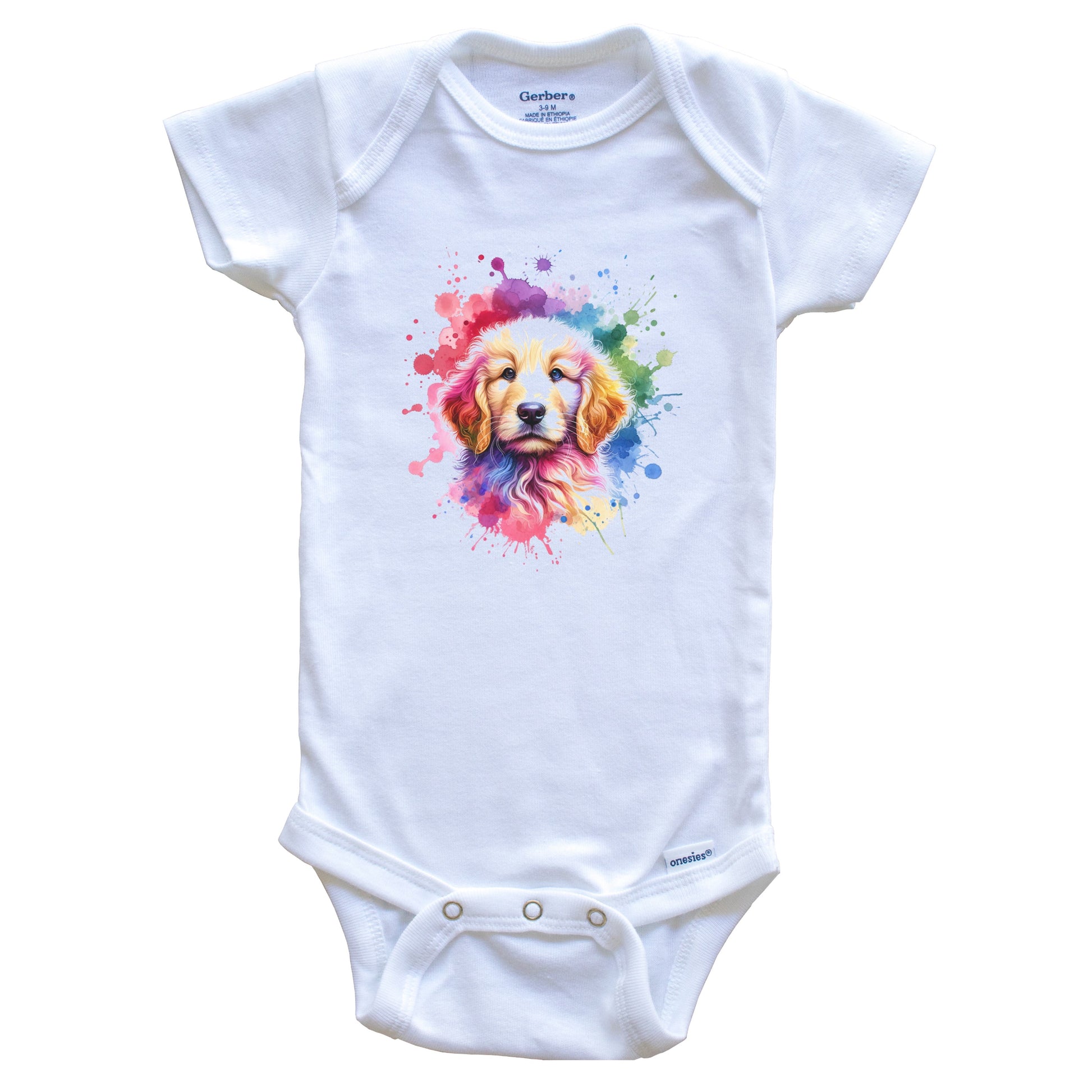 Goldendoodle Rainbow Watercolor Portrait Dog Lover Baby Bodysuit - Goldendoodle Baby Gift