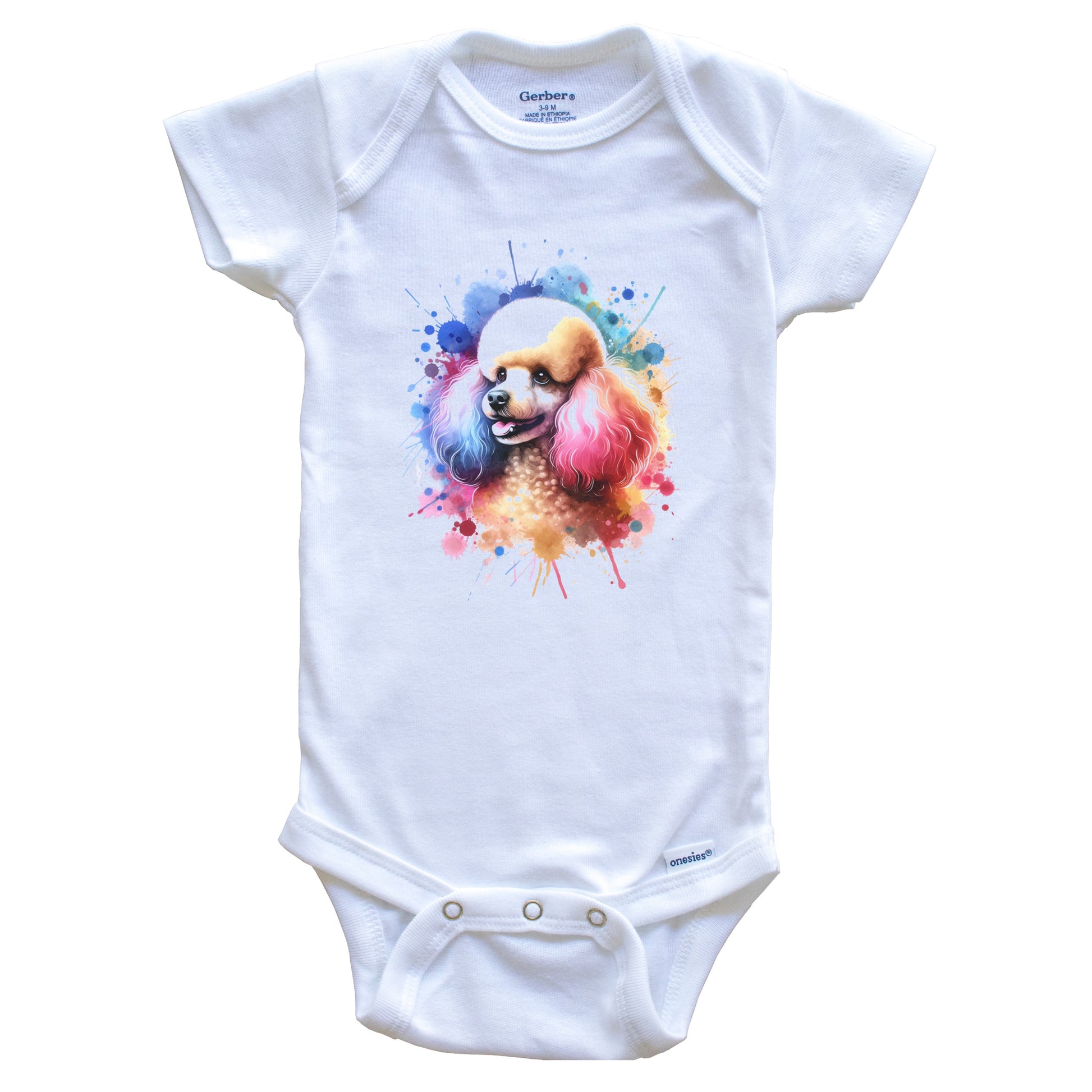 Poodle Rainbow Watercolor Portrait Dog Lover Baby Bodysuit - Poodle Baby Gift