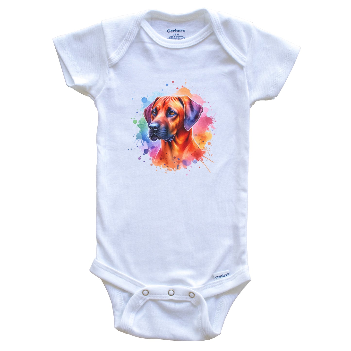 Rhodesian Ridgeback Rainbow Watercolor Portrait Dog Lover Baby Bodysuit - Rhodesian Ridgeback Baby Gift