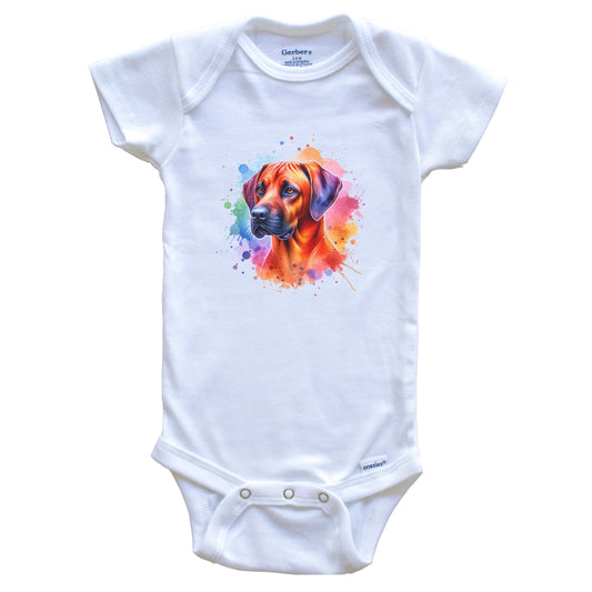 Rhodesian Ridgeback Rainbow Watercolor Portrait Dog Lover Baby Bodysuit - Rhodesian Ridgeback Baby Gift