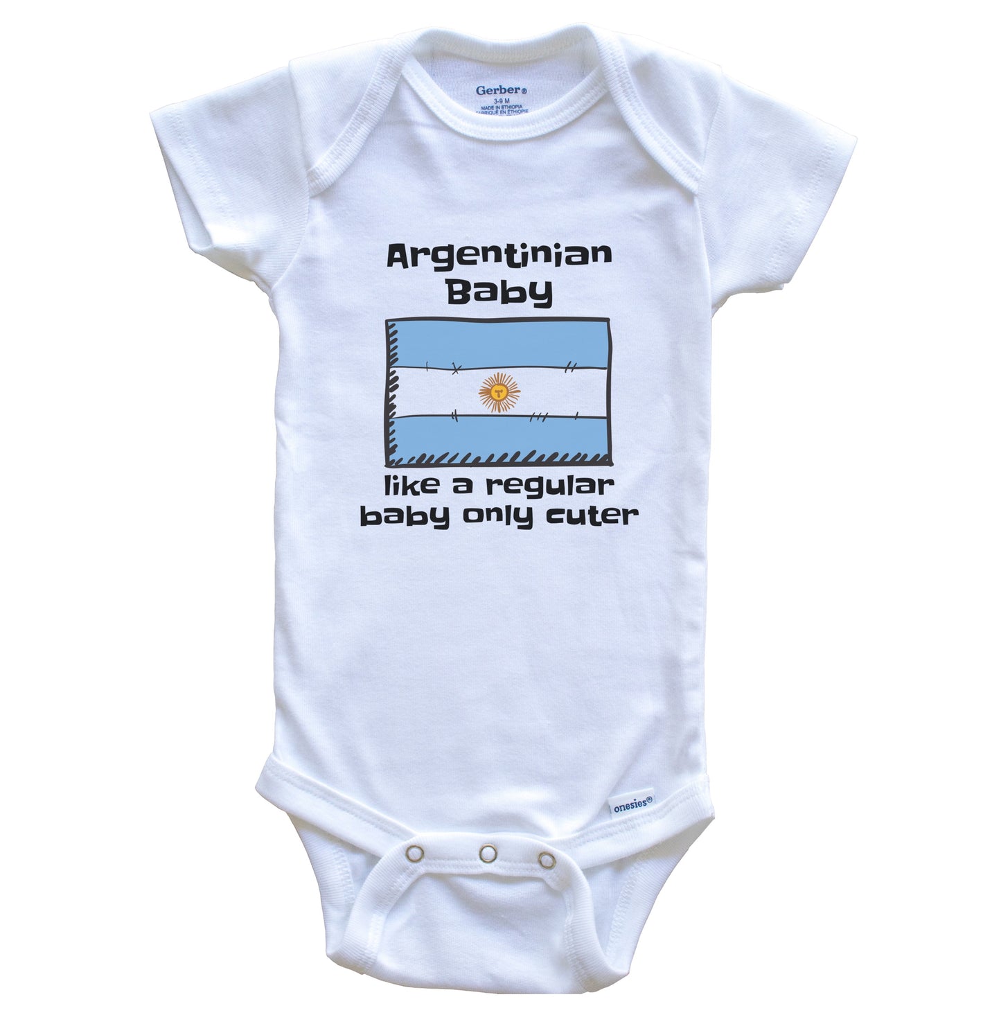 Argentinian Baby Like A Regular Baby Only Cuter Funny Argentina Flag Baby Bodysuit