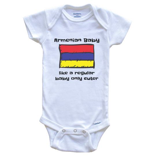 Armenian Baby Like A Regular Baby Only Cuter Funny Armenia Flag Baby Bodysuit