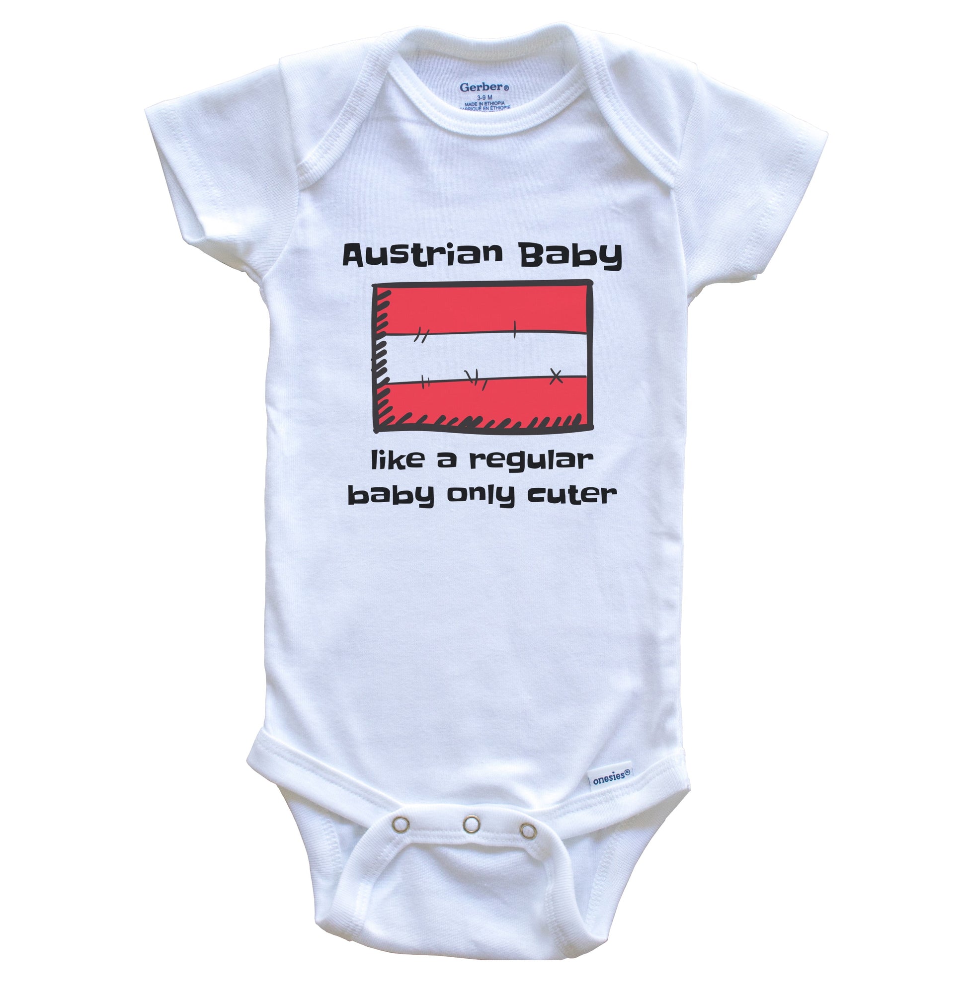 Austrian Baby Like A Regular Baby Only Cuter Funny Austria Flag Baby Bodysuit