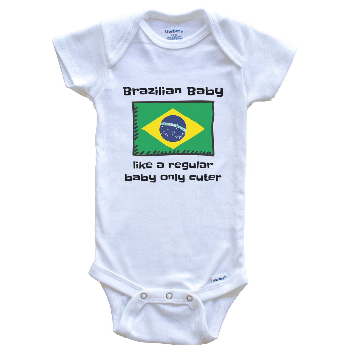 Brazilian Baby Like A Regular Baby Only Cuter Funny Brazil Flag Baby Bodysuit