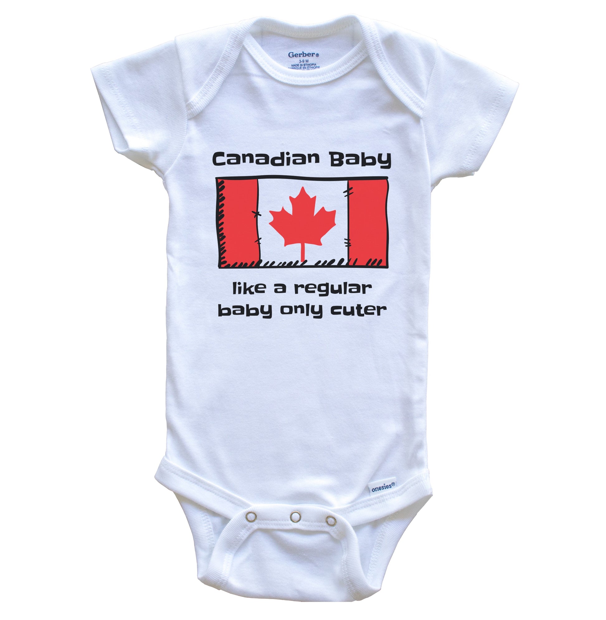 Canadian Baby Like A Regular Baby Only Cuter Funny Canada Flag Baby Bodysuit