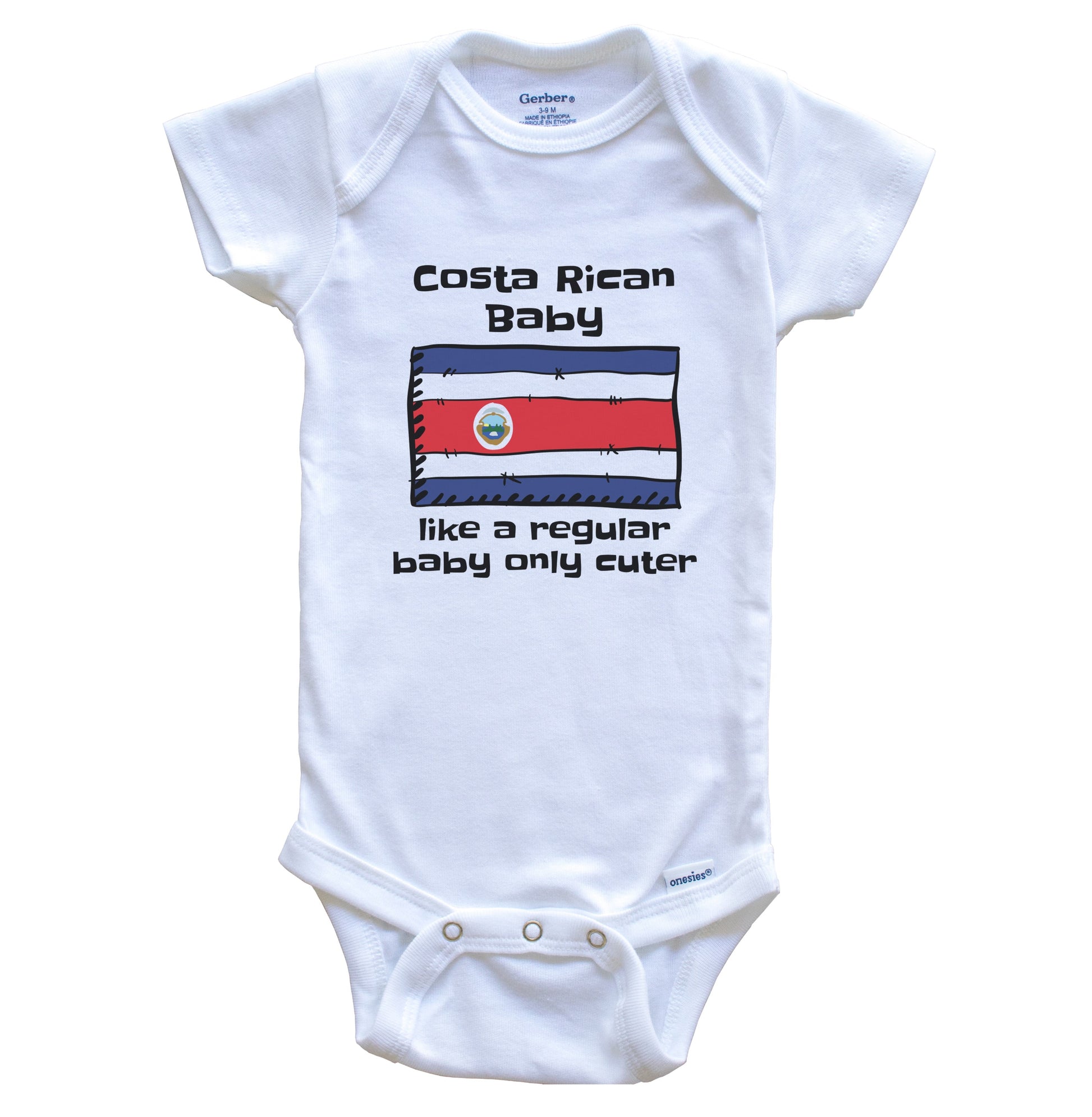 Costa Rican Baby Like A Regular Baby Only Cuter Funny Costa Rica Flag Baby Bodysuit