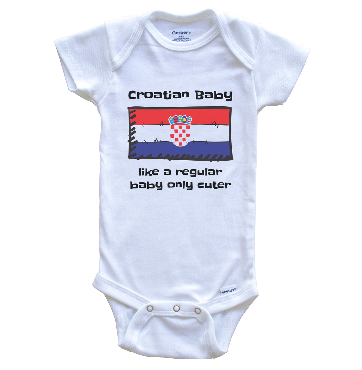 Croatian Baby Like A Regular Baby Only Cuter Funny Croatia Flag Baby Bodysuit