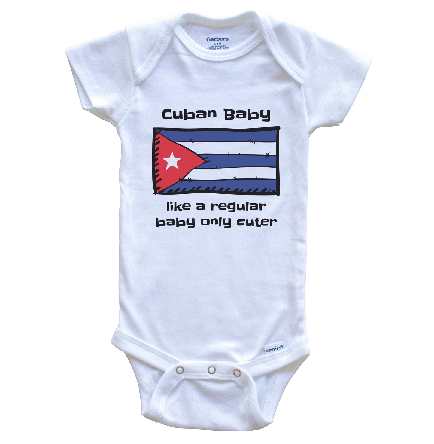 Cuban Baby Like A Regular Baby Only Cuter Funny Cuba Flag Baby Bodysuit