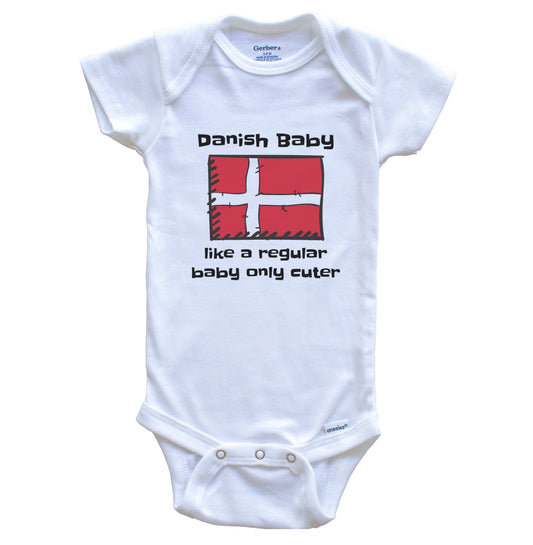 Danish Baby Like A Regular Baby Only Cuter Funny Denmark Flag Baby Bodysuit
