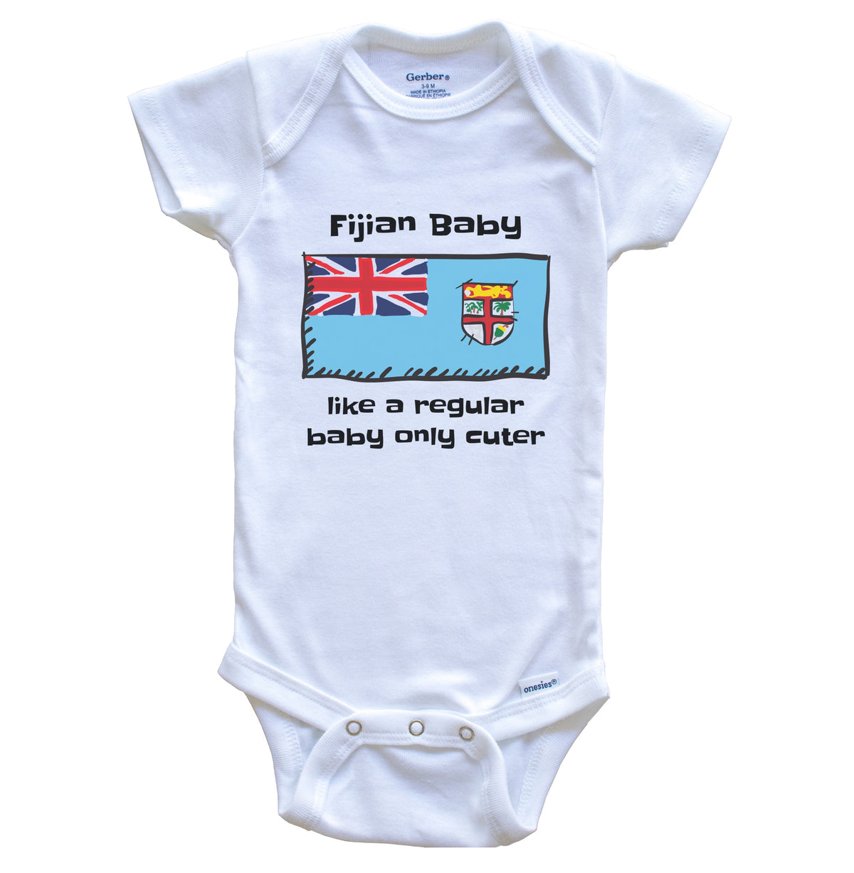 Fijian Baby Like A Regular Baby Only Cuter Funny Fiji Flag Baby Bodysuit