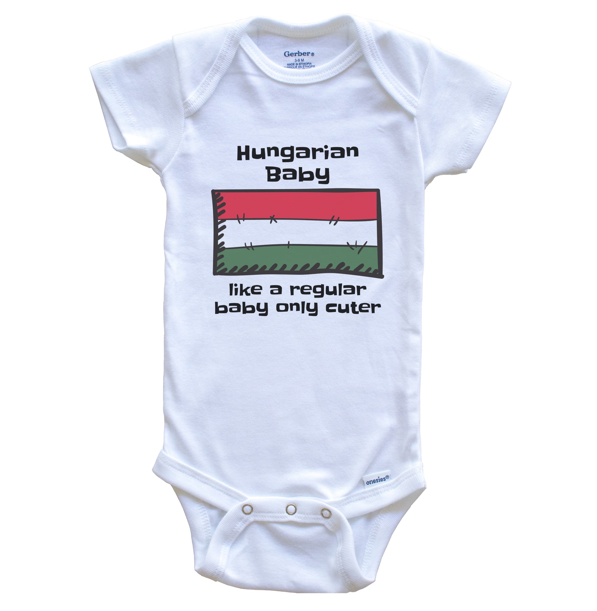 Hungarian Baby Like A Regular Baby Only Cuter Funny Hungary Flag Baby Bodysuit