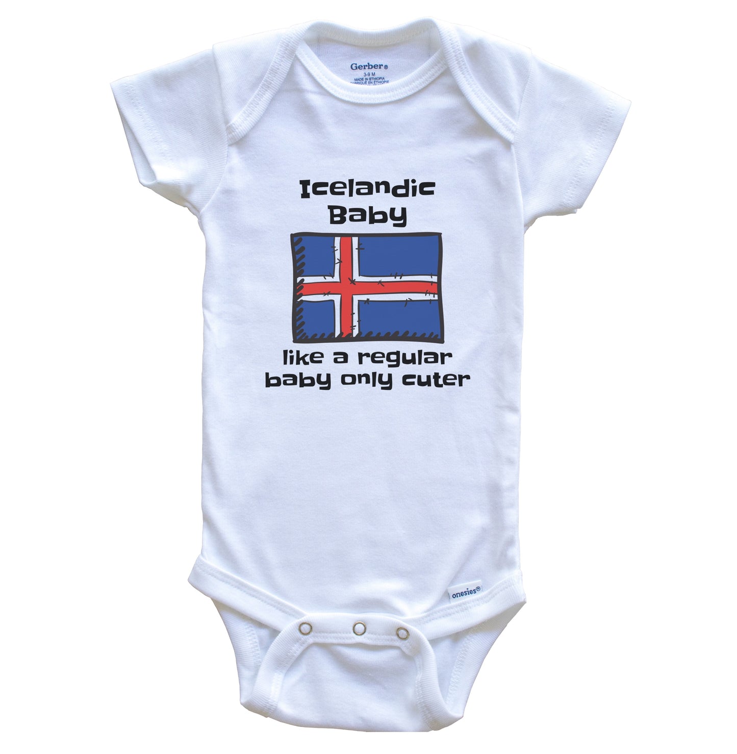 Icelandic Baby Like A Regular Baby Only Cuter Funny Iceland Flag Baby Bodysuit