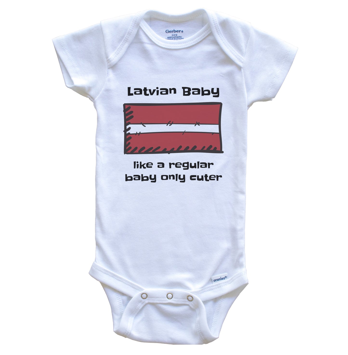 Latvian Baby Like A Regular Baby Only Cuter Funny Latvia Flag Baby Bodysuit