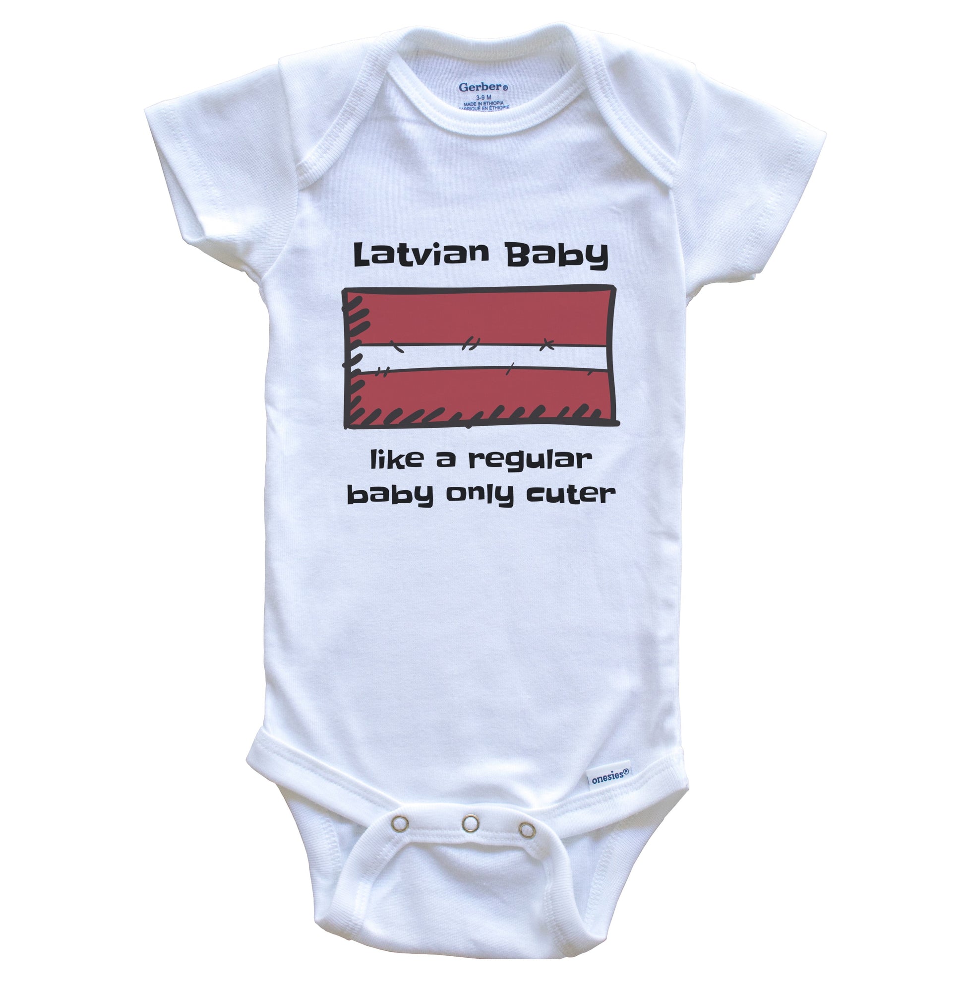 Latvian Baby Like A Regular Baby Only Cuter Funny Latvia Flag Baby Bodysuit