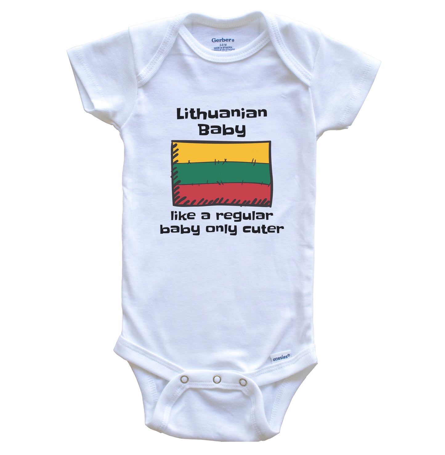 Lithuanian Baby Like A Regular Baby Only Cuter Funny Lithuania Flag Baby Bodysuit