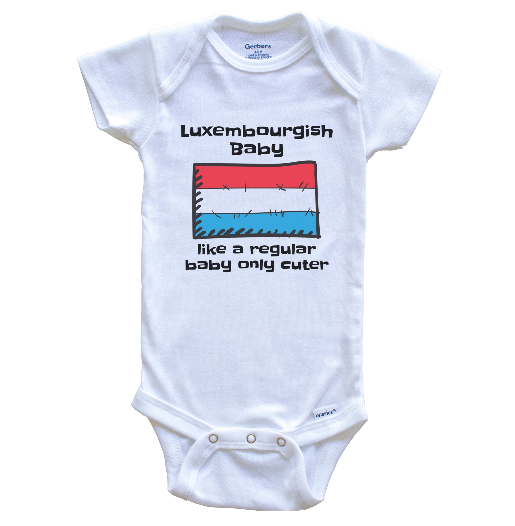 Luxembourgish Baby Like A Regular Baby Only Cuter Funny Luxembourg Flag Baby Bodysuit