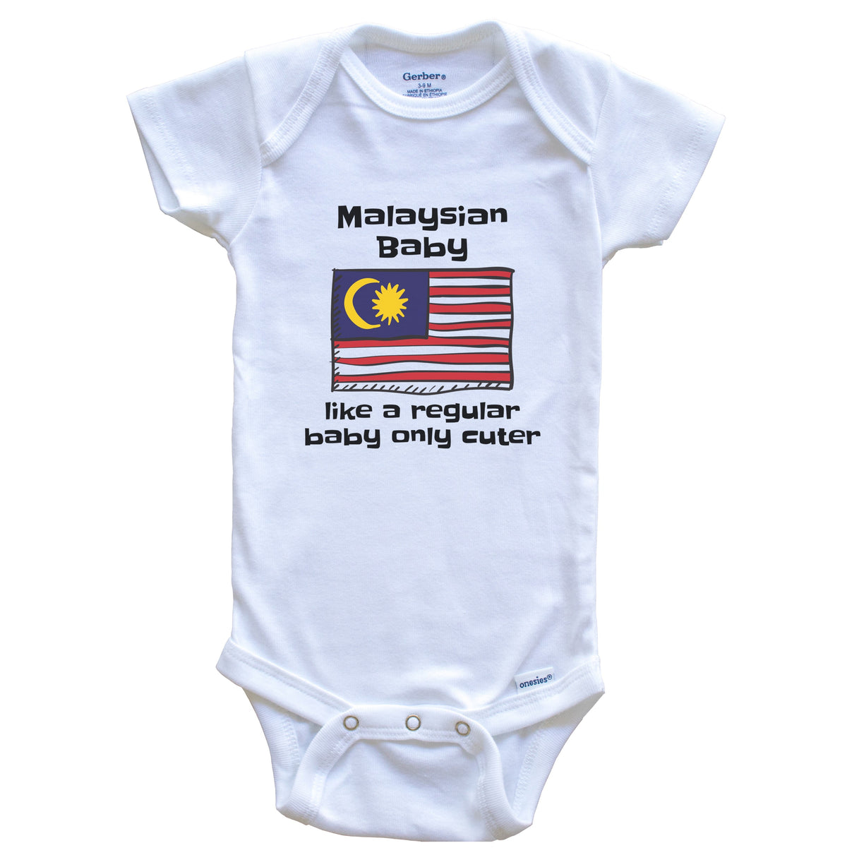 Malaysian Baby Like A Regular Baby Only Cuter Funny Malaysia Flag Baby Bodysuit
