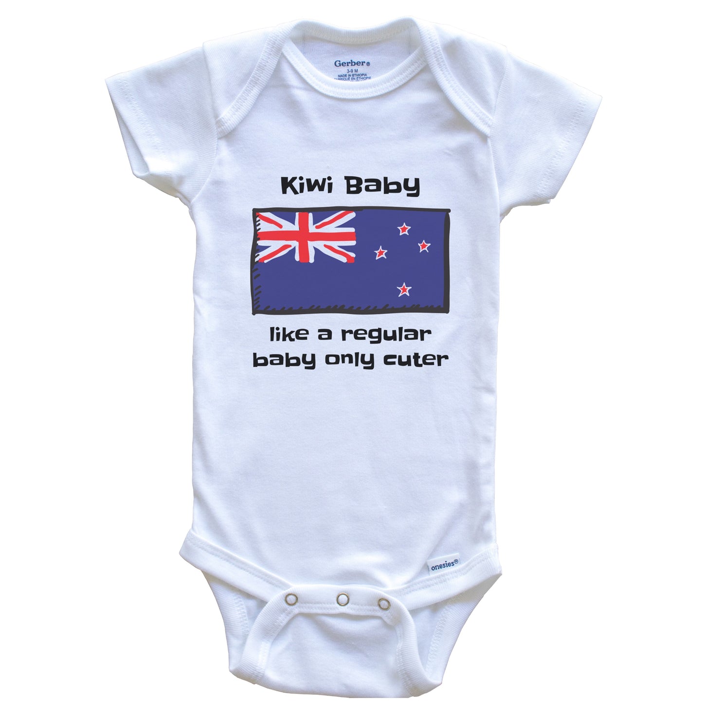 Kiwi Baby Like A Regular Baby Only Cuter Funny New Zealand Flag Baby Bodysuit