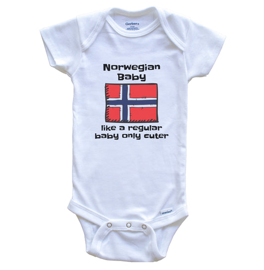 Norwegian Baby Like A Regular Baby Only Cuter Funny Norway Flag Baby Bodysuit