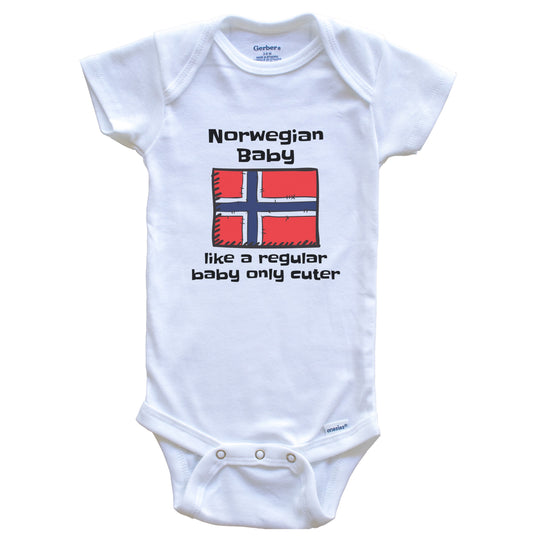 Norwegian Baby Like A Regular Baby Only Cuter Funny Norway Flag Baby Bodysuit