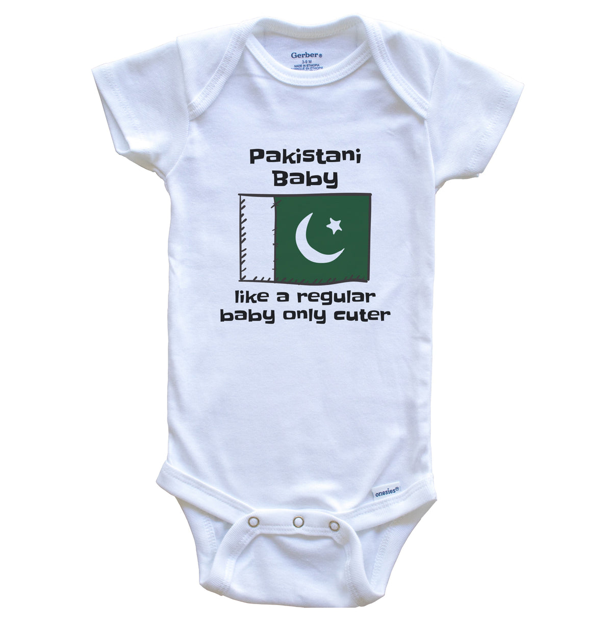 Pakistani Baby Like A Regular Baby Only Cuter Funny Pakistan Flag Baby Bodysuit