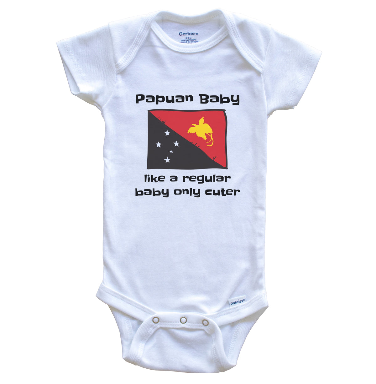 Papuan Baby Like A Regular Baby Only Cuter Funny Papua New Guinea Flag Baby Bodysuit