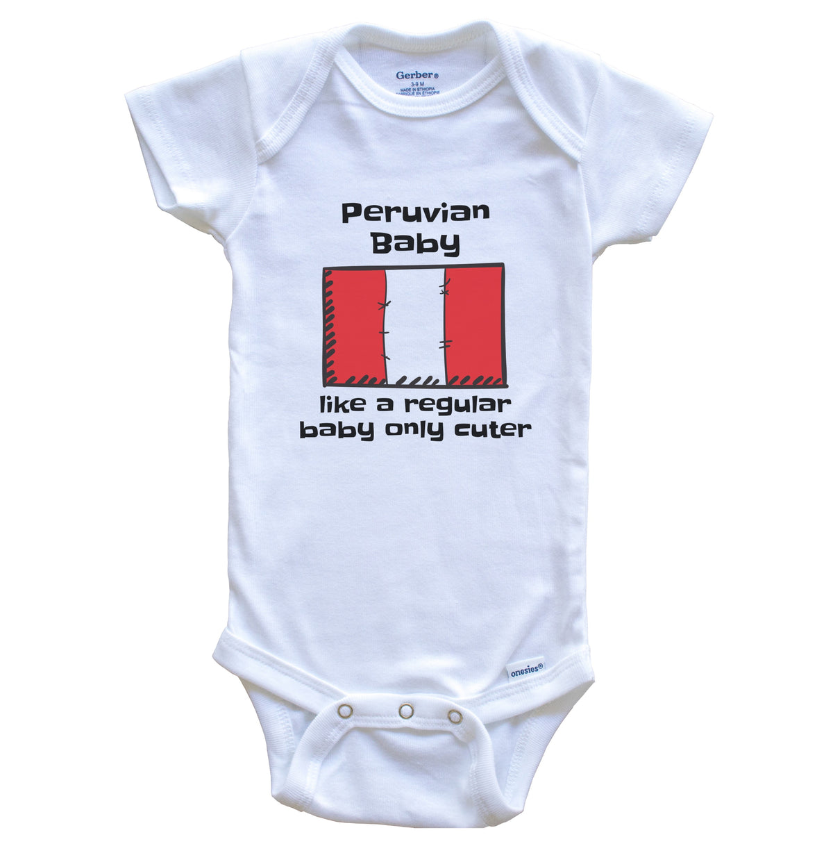 Peruvian Baby Like A Regular Baby Only Cuter Funny Peru Flag Baby Bodysuit