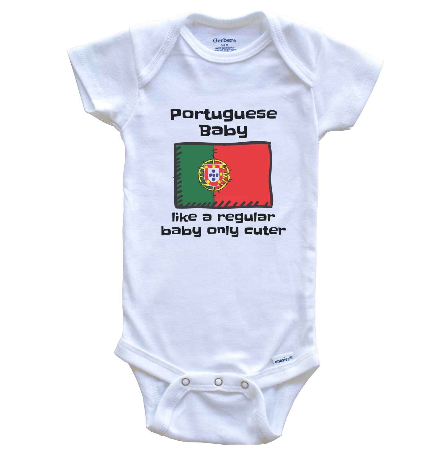 Portuguese Baby Like A Regular Baby Only Cuter Funny Portugal Flag Baby Bodysuit