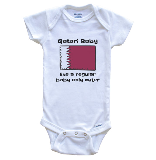 Qatari Baby Like A Regular Baby Only Cuter Funny Qatar Flag Baby Bodysuit