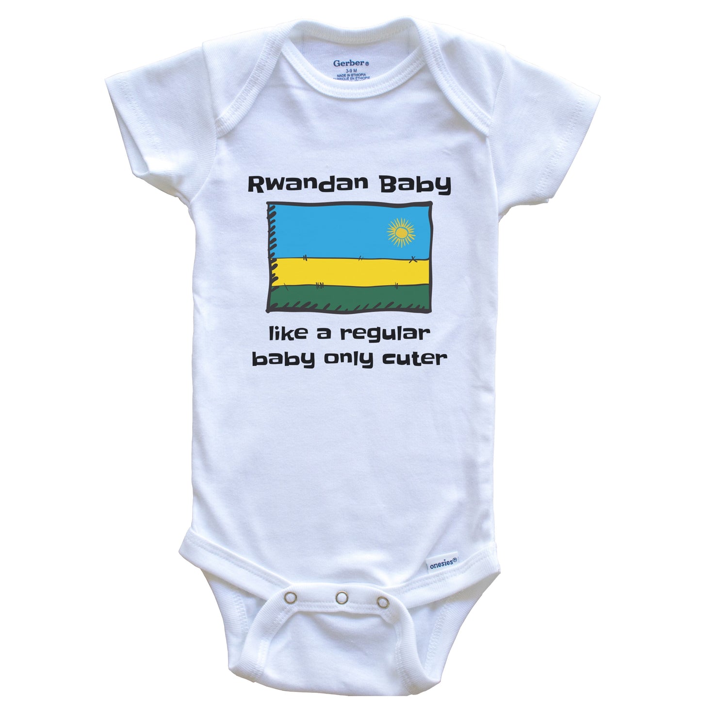 Rwandan Baby Like A Regular Baby Only Cuter Funny Rwanda Flag Baby Bodysuit