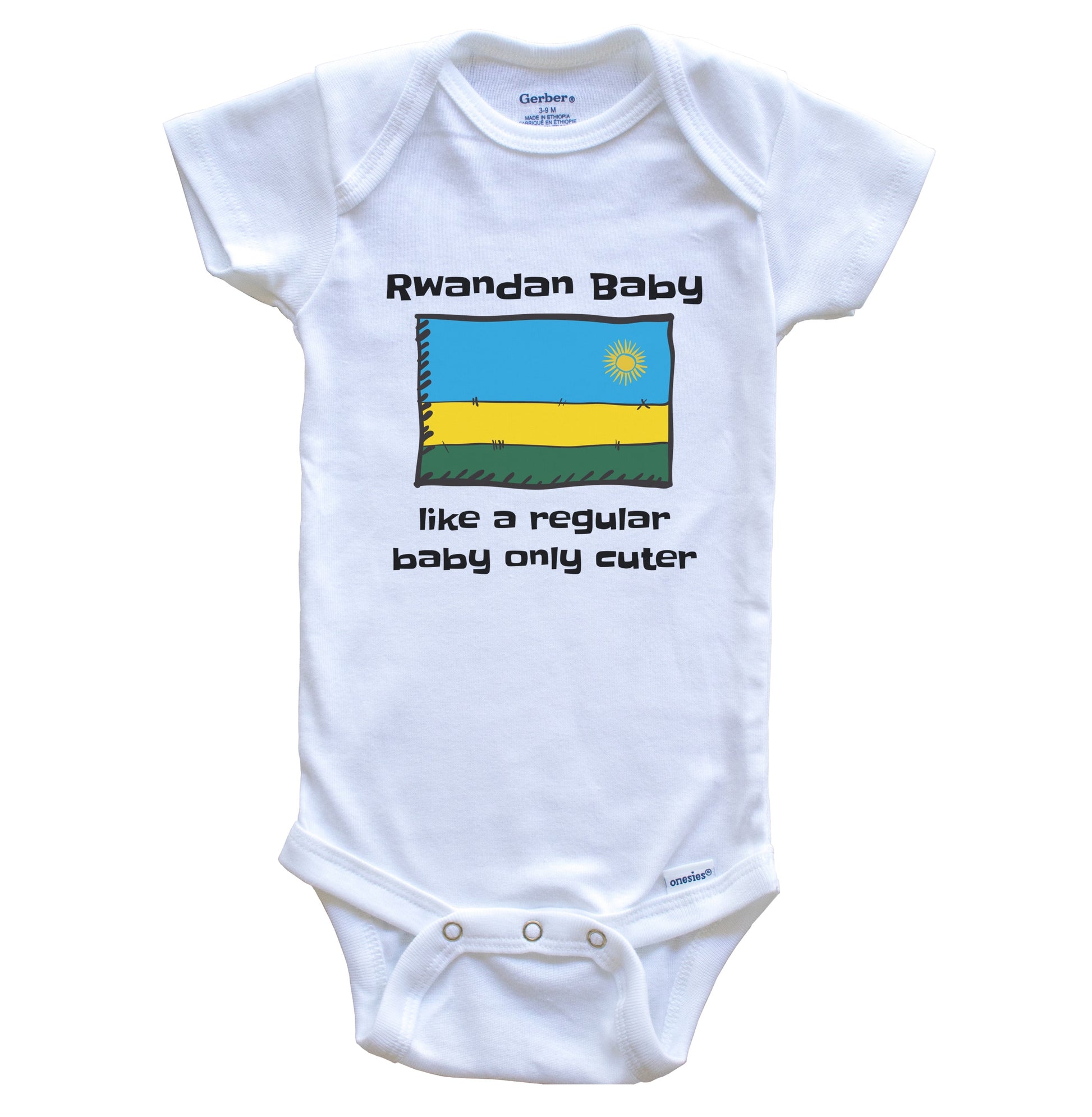 Rwandan Baby Like A Regular Baby Only Cuter Funny Rwanda Flag Baby Bodysuit