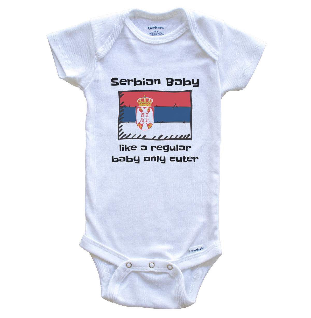 Serbian Baby Like A Regular Baby Only Cuter Funny Serbia Flag Baby Bodysuit