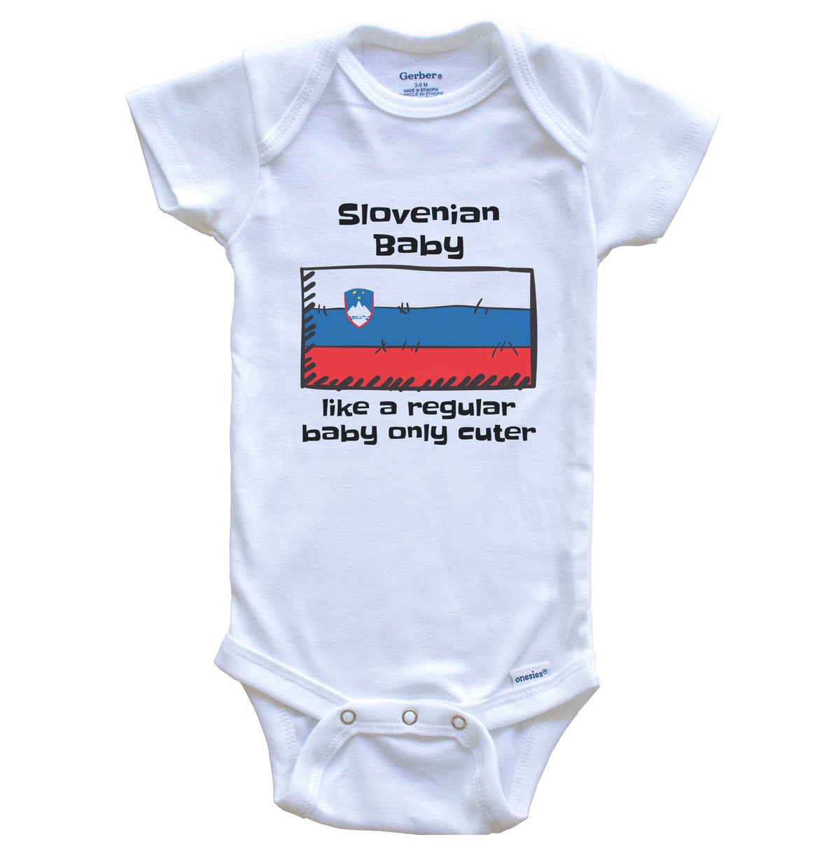 Slovenian Baby Like A Regular Baby Only Cuter Funny Slovenia Flag Baby Bodysuit