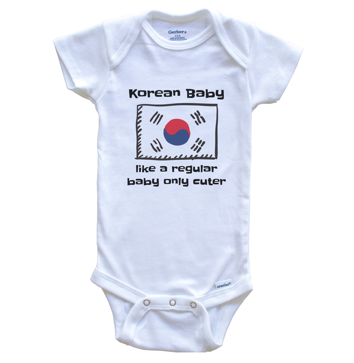 Korean Baby Like A Regular Baby Only Cuter Funny South Korea Flag Baby Bodysuit