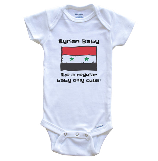 Syrian Baby Like A Regular Baby Only Cuter Funny Syria Flag Baby Bodysuit