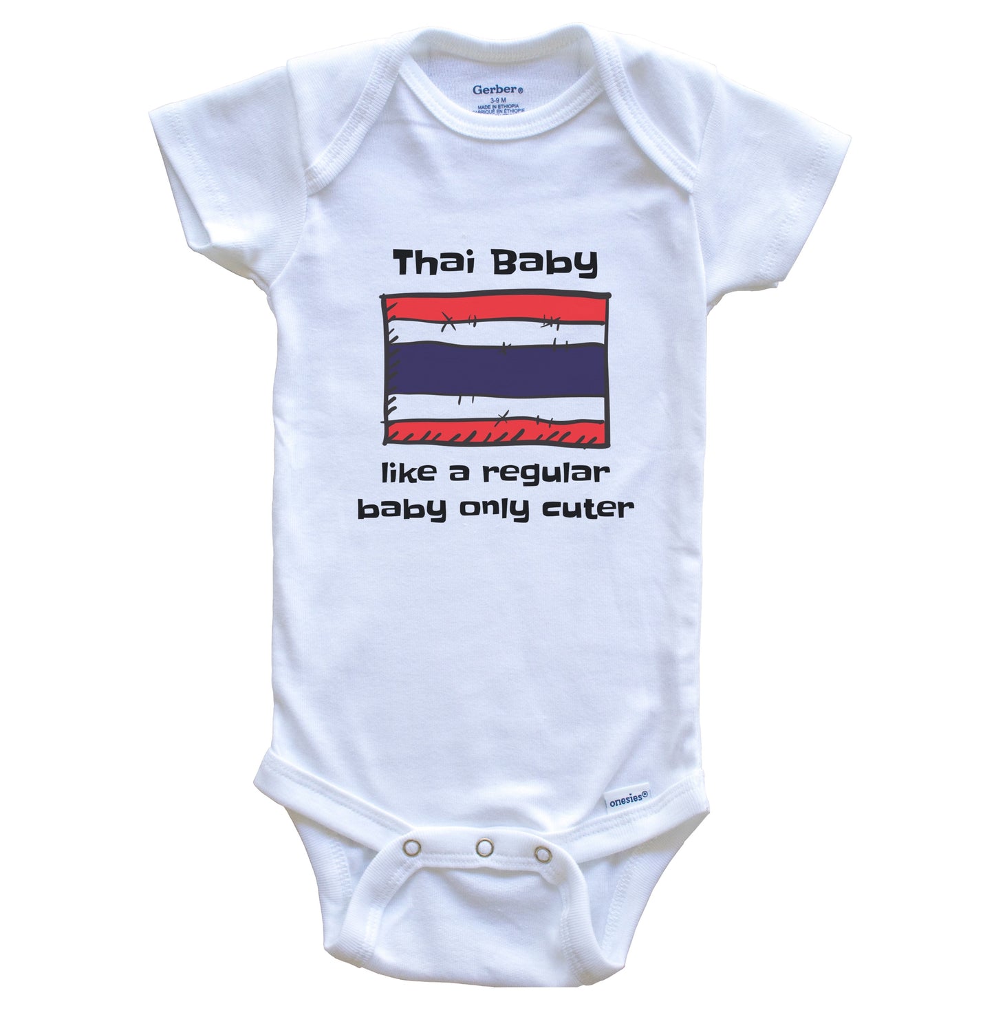 Thai Baby Like A Regular Baby Only Cuter Funny Thailand Flag Baby Bodysuit