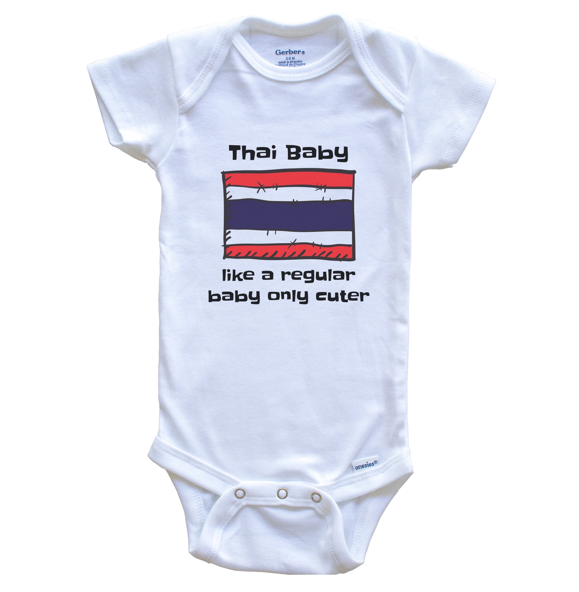 Thai Baby Like A Regular Baby Only Cuter Funny Thailand Flag Baby Bodysuit