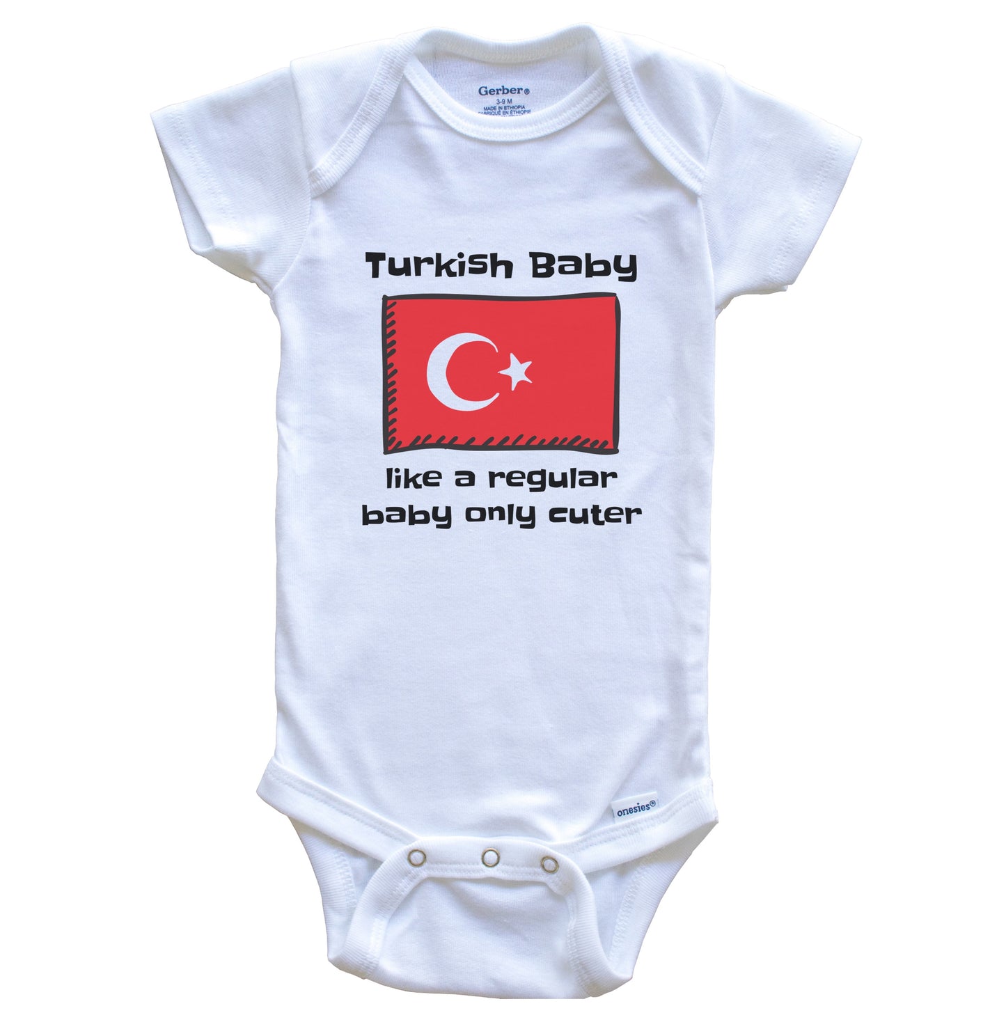 Turkish Baby Like A Regular Baby Only Cuter Funny Turkey Flag Baby Bodysuit