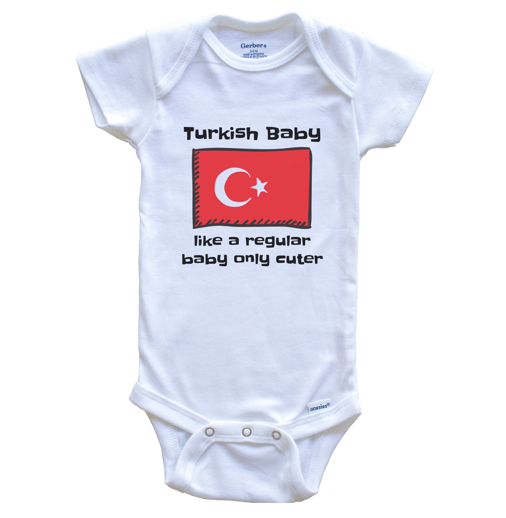 Turkish Baby Like A Regular Baby Only Cuter Funny Turkey Flag Baby Bodysuit