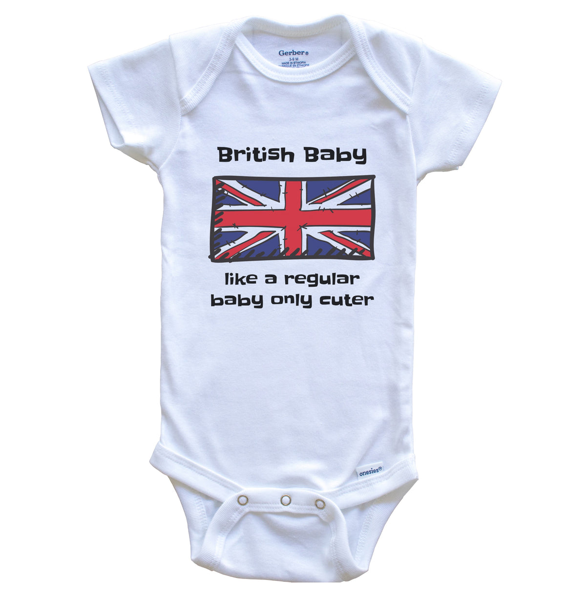 British Baby Like A Regular Baby Only Cuter Funny United Kingdom Flag Baby Bodysuit