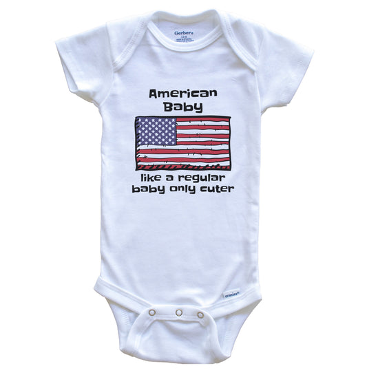 American Baby Like A Regular Baby Only Cuter Funny United States Flag Baby Bodysuit