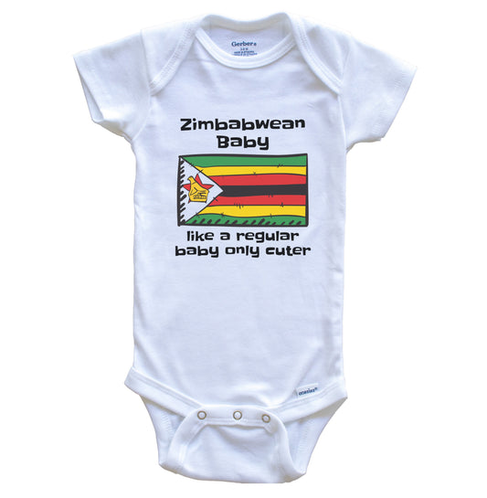 Zimbabwean Baby Like A Regular Baby Only Cuter Funny Zimbabwe Flag Baby Bodysuit