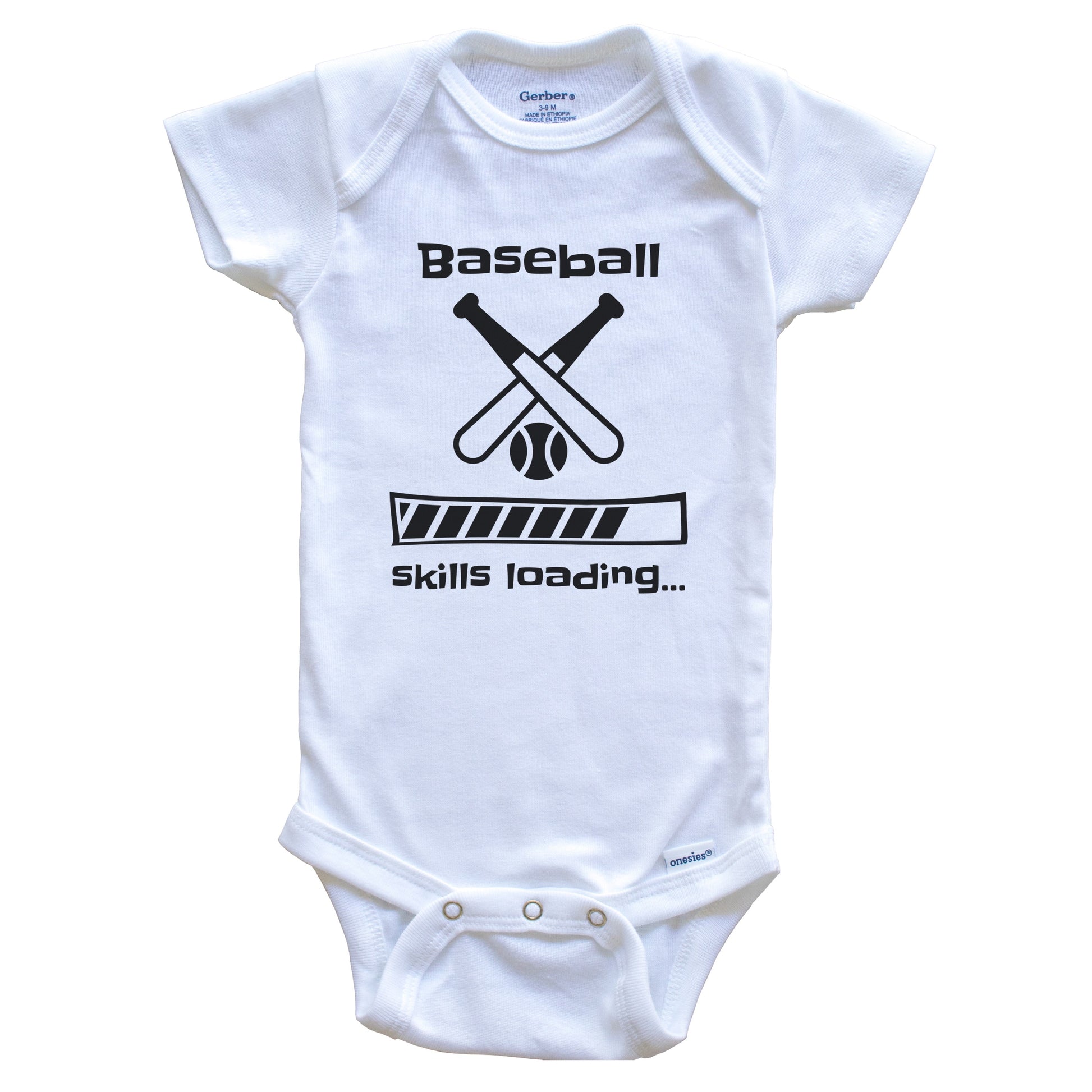 Baseball Skills Loading Funny Baseball Player Baby Bodysuit