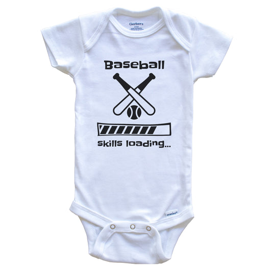 Baseball Skills Loading Funny Baseball Player Baby Bodysuit