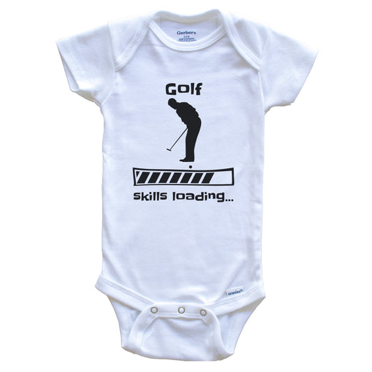 Golf Skills Loading Funny Golfer Baby Bodysuit