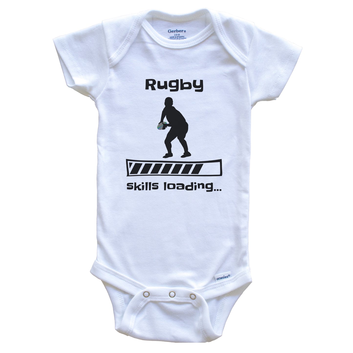 Rugby Skills Loading Funny Rugby Player Baby Bodysuit