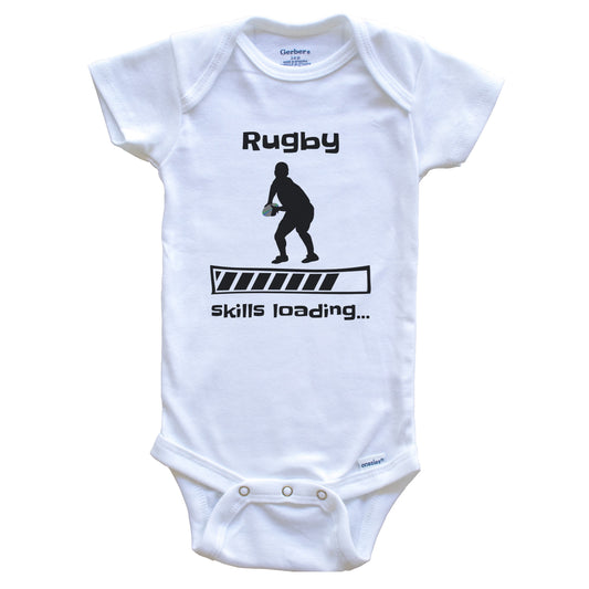 Rugby Skills Loading Funny Rugby Player Baby Bodysuit